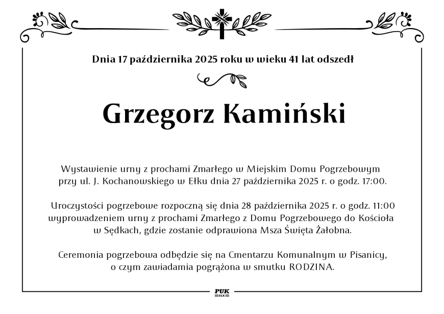 Grzegorz Kamiński - nekrolog